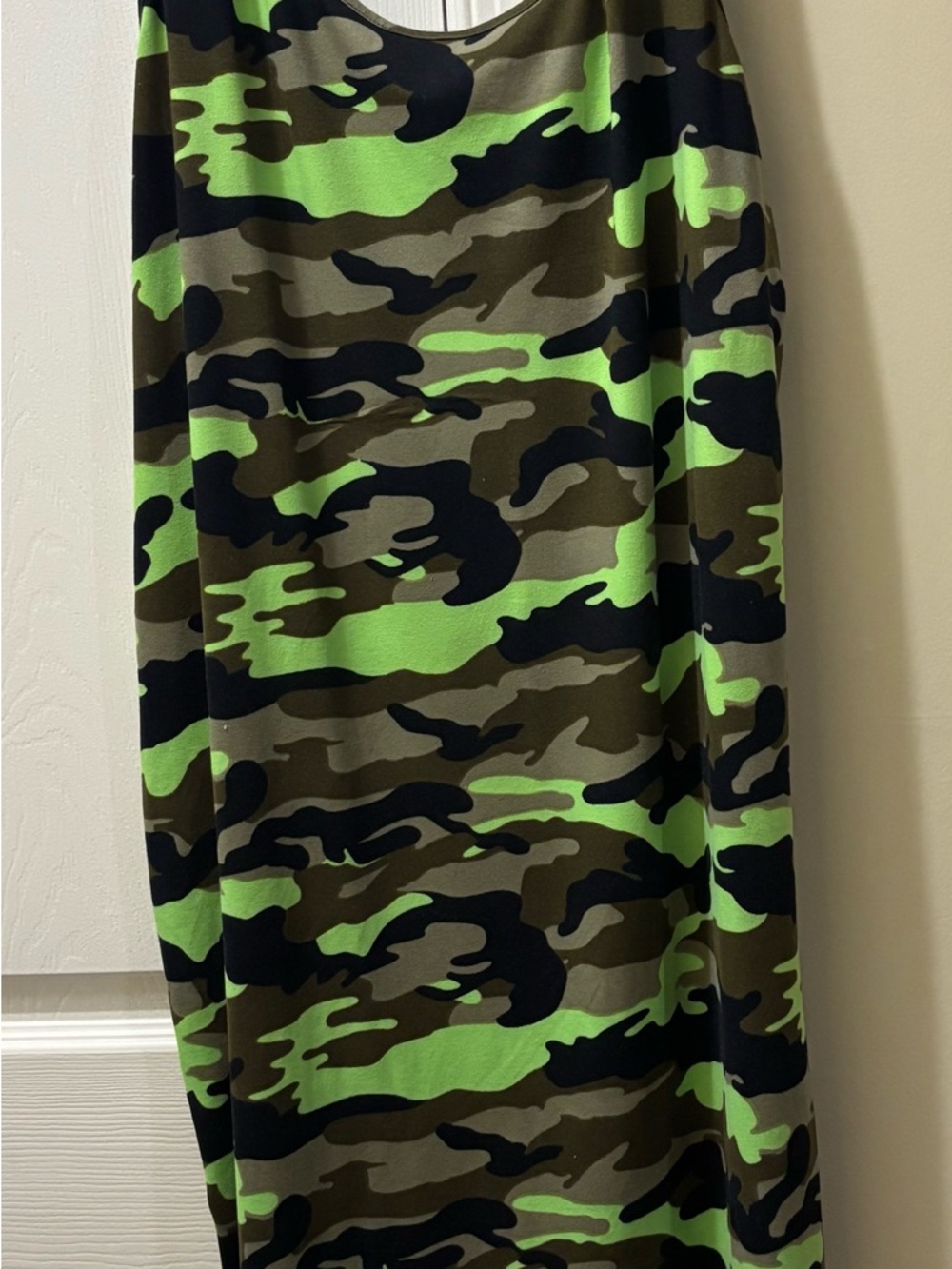 Women neon lime and black camouflage print Racerback Tank Dress Plus Size 3X